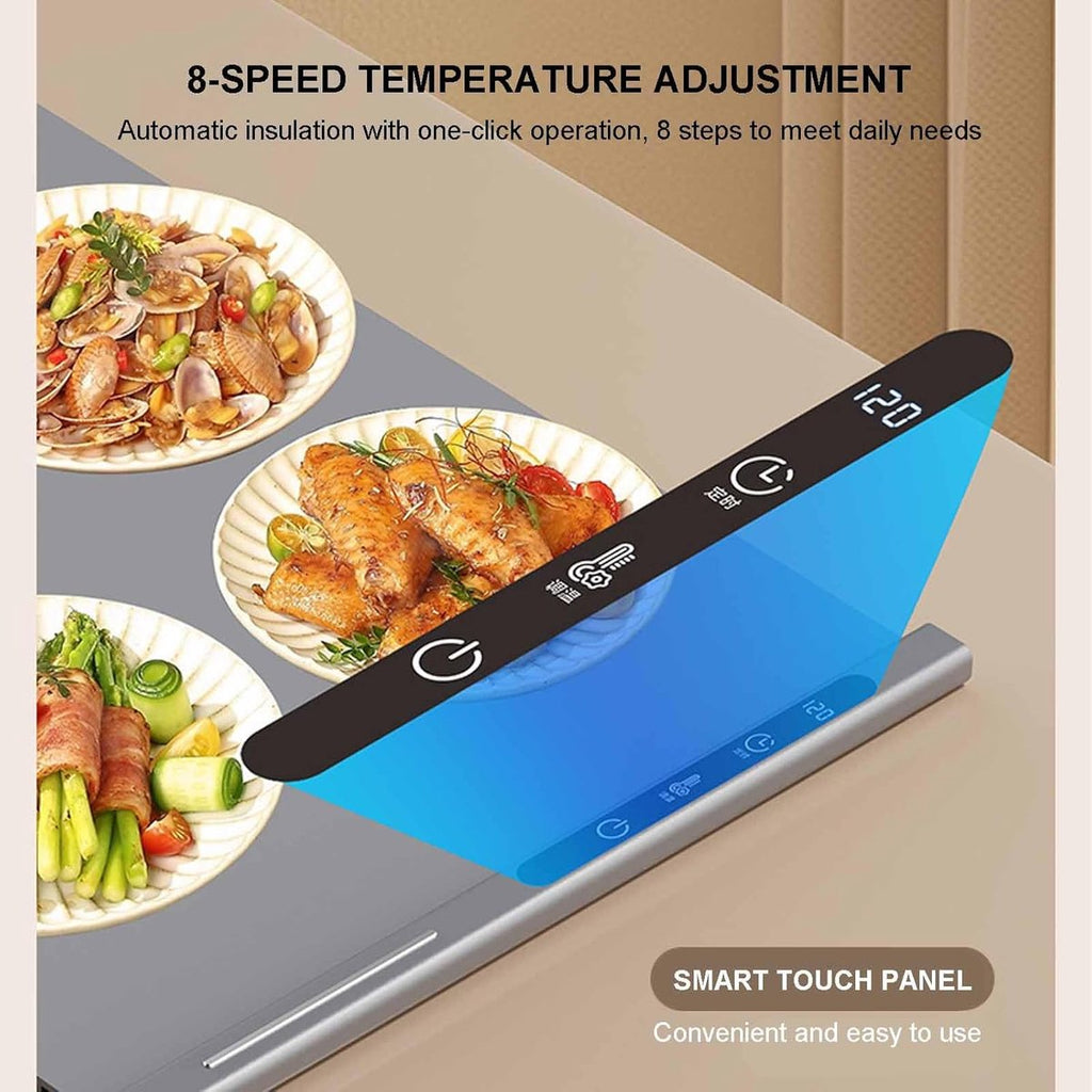 250W roll-up electric hot plate with 8 temperature settings and a 6-hour timer, for buffets, made of waterproof silicone, beige