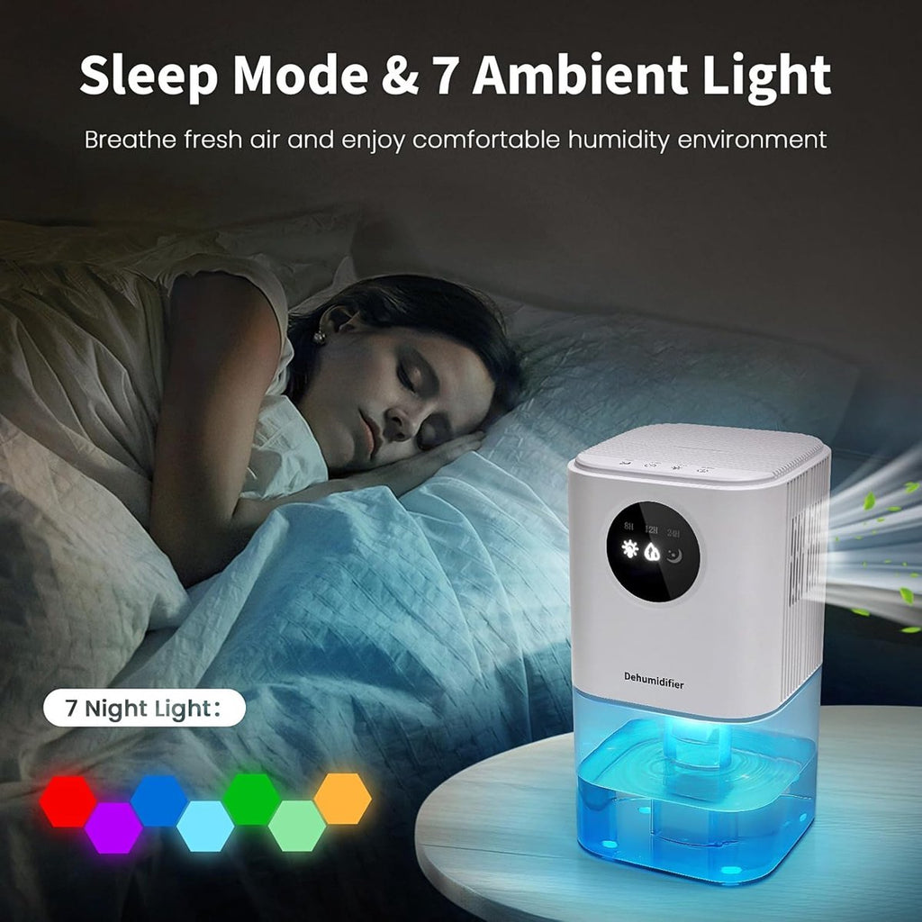 Smart Dehumidifier Ultra Quiet Portable Laundry Drying Bedroom Bathroom White