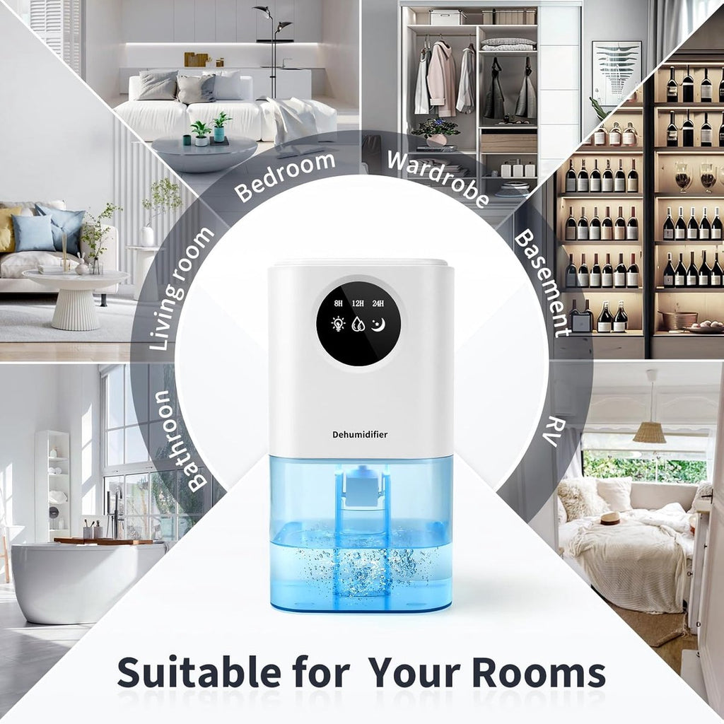 Smart Dehumidifier Ultra Quiet Portable Laundry Drying Bedroom Bathroom White