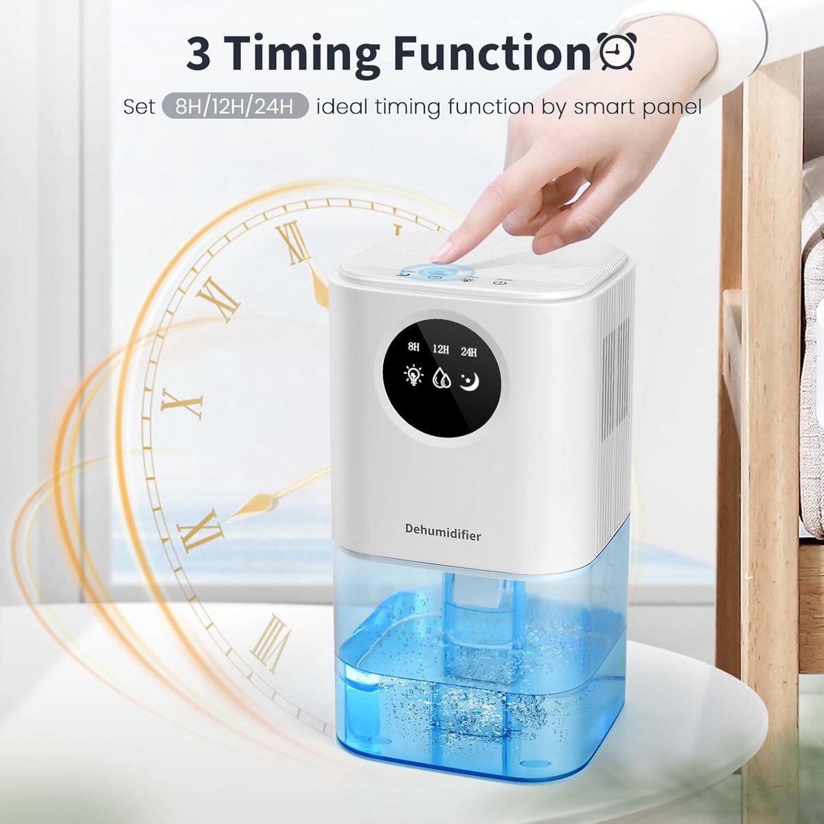 Smart Dehumidifier Ultra Quiet Portable Laundry Drying Bedroom Bathroom White