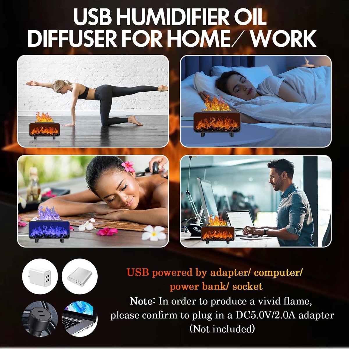 3-in-1 Ultrasonic Air Diffuser, Aromatherapy Humidifier, Auto Shut-Off, Cool Mist, Electric Humidifier for Bedroom with 7 Colored Lights, Gift for Home or Office