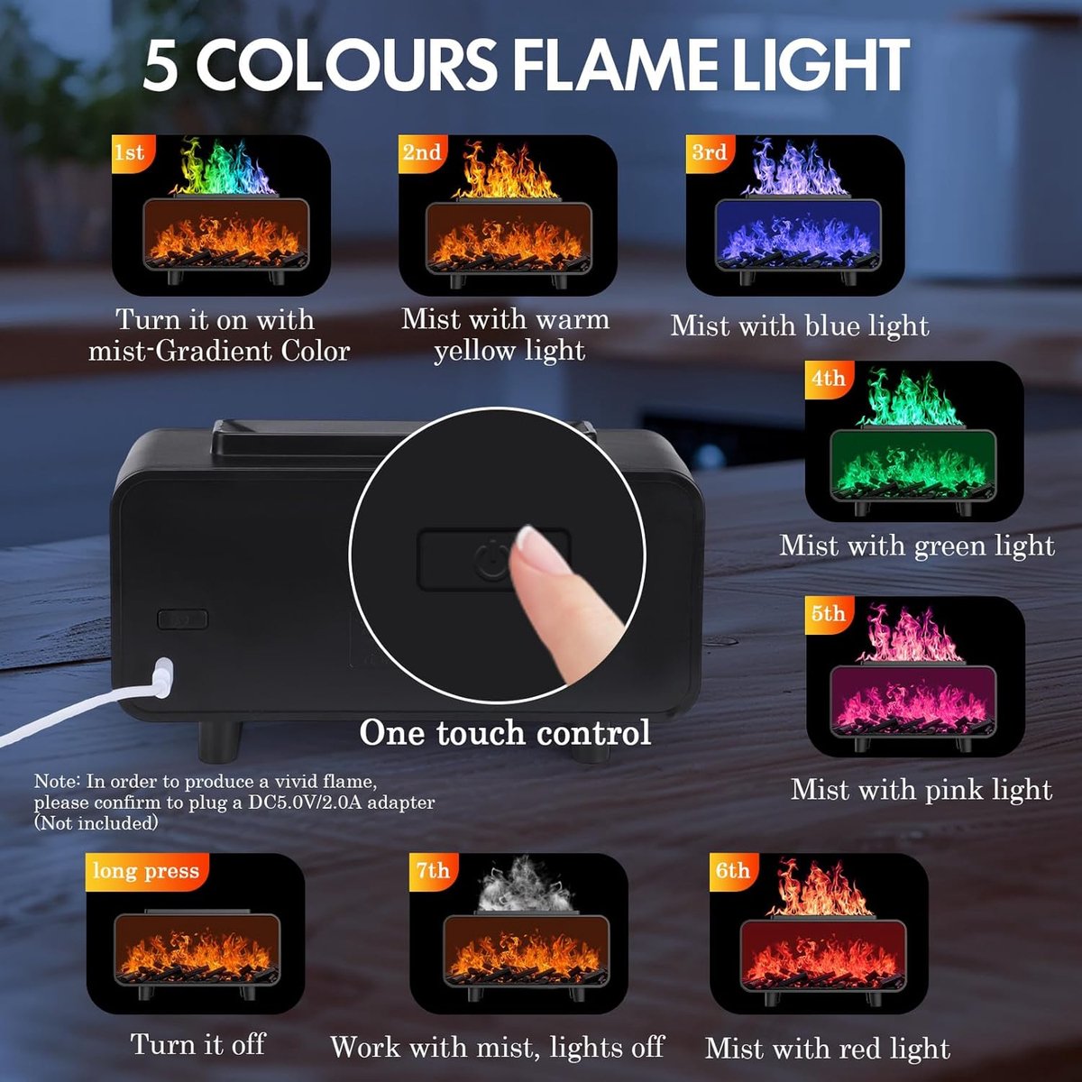 3-in-1 Ultrasonic Air Diffuser, Aromatherapy Humidifier, Auto Shut-Off, Cool Mist, Electric Humidifier for Bedroom with 7 Colored Lights, Gift for Home or Office