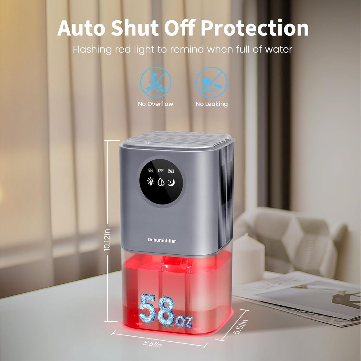 Smart Dehumidifier Ultra Quiet Portable Laundry Drying Bedroom Bathroom Black