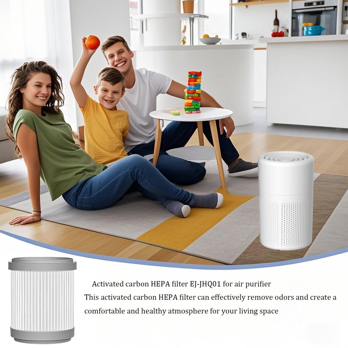Activated carbon filter for air purifiers - Eliminates dust, PM2.5 and odors, replacement filter for home air purifiers