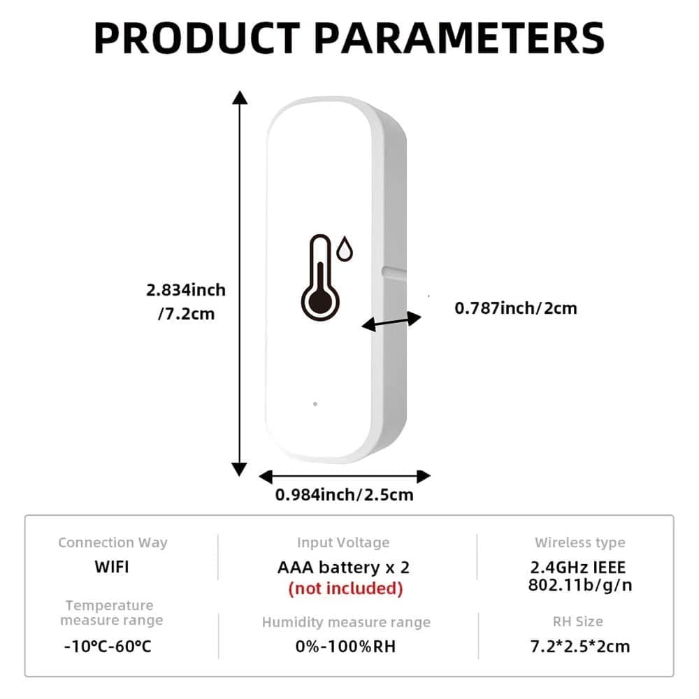 2-Pack Smart WiFi Thermometer with App Notification, Alexa Compatible, White