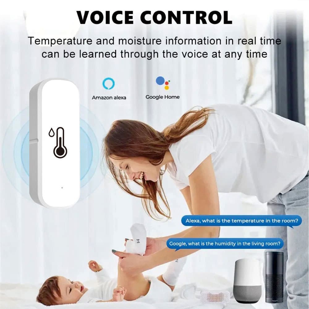 4-Pack Smart WiFi Thermometer Hygrometer with App Notification, Compatible with Alexa, White