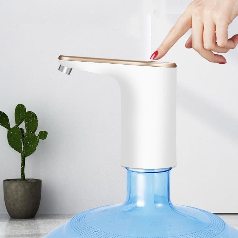 Electric Water Pump Automatic Dispenser with USB Charging for Water Refilling and Cold Water Distribution, White