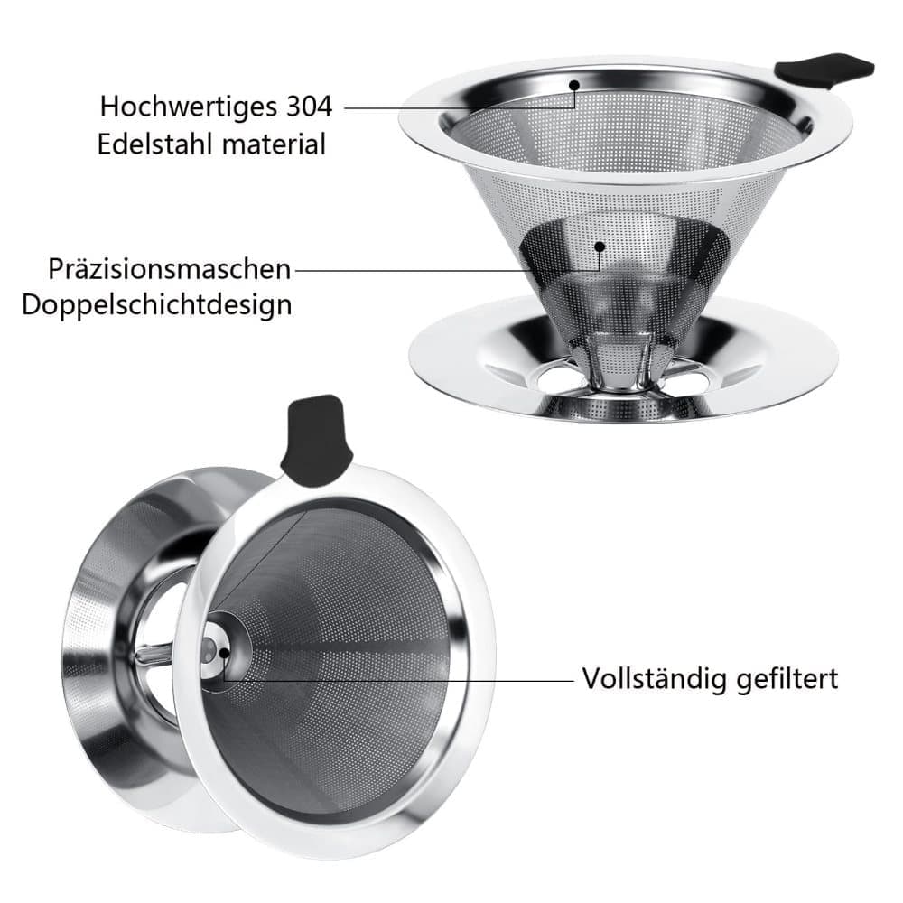 Reusable Stainless Steel Coffee Filter, Durable and Easy to Clean, Eco-Friendly for Brewed Coffee, 10CM