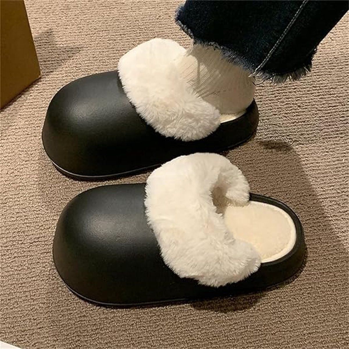 Womens Winter Slippers Waterproof Removable Lining Black, Size 40-41, 25 cm