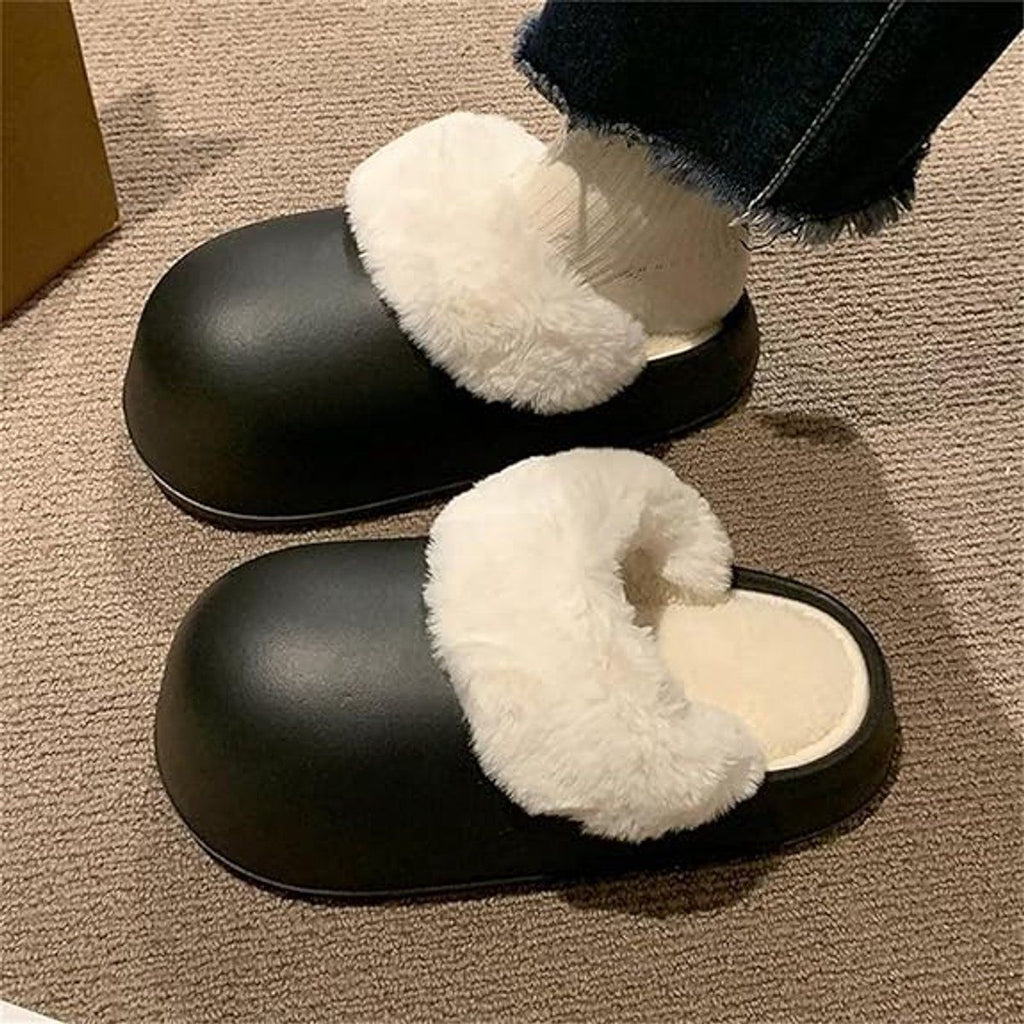 Womens Winter Slippers Waterproof Removable Lining Black, Size 38-39, 24 cm