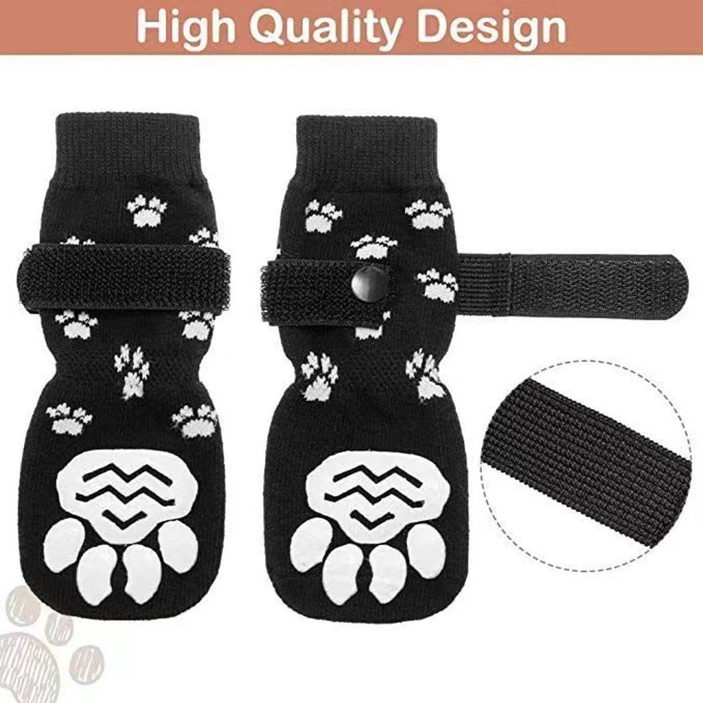 4 Piece Dog Grip Socks Non Slip Adjustable Paw Protection Winter, Size L, 7 x 18.5 cm