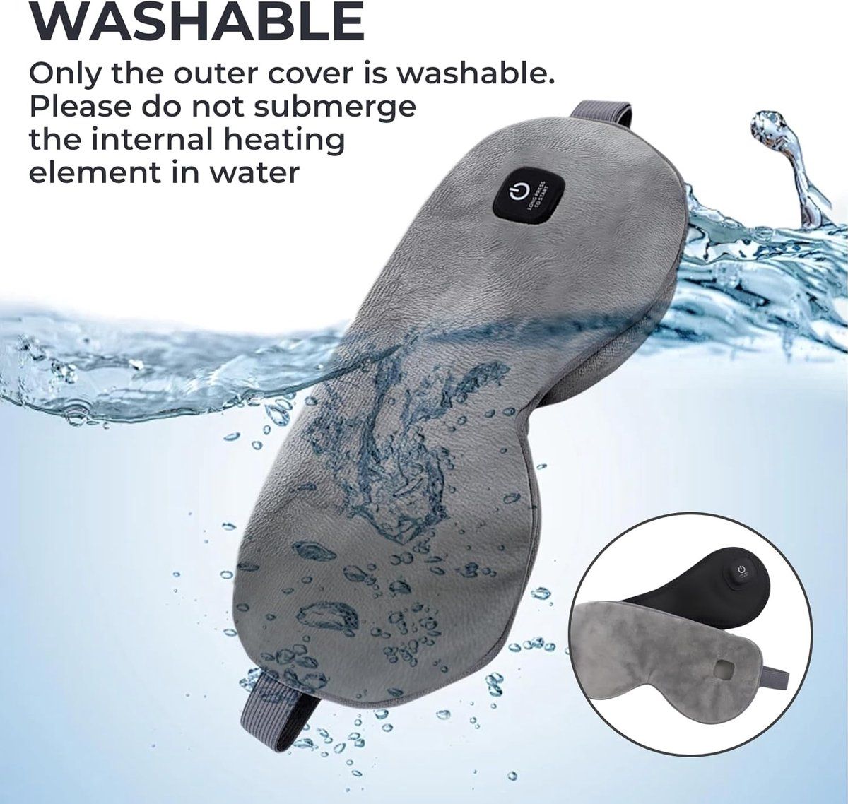 Heated Eye Mask Wireless Washable with 3 Temperature Settings
