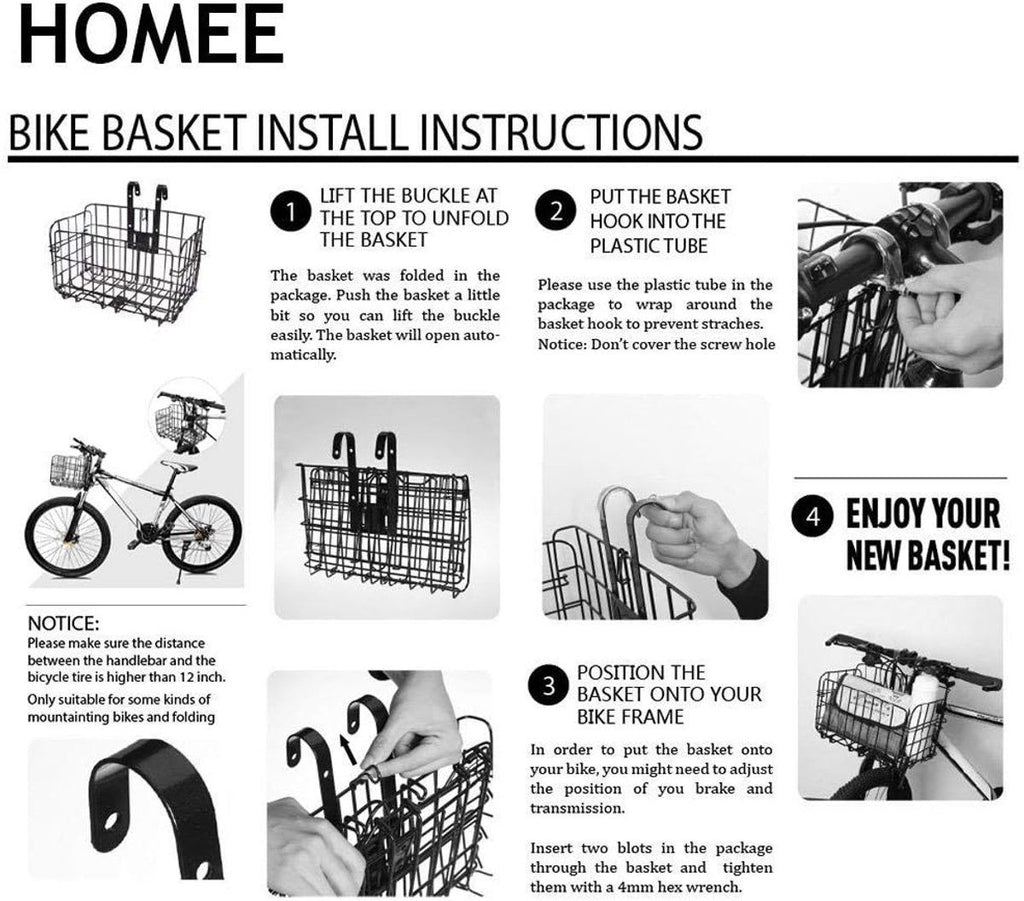 Foldable Bicycle Basket Removable Metal Mesh with Quick Release