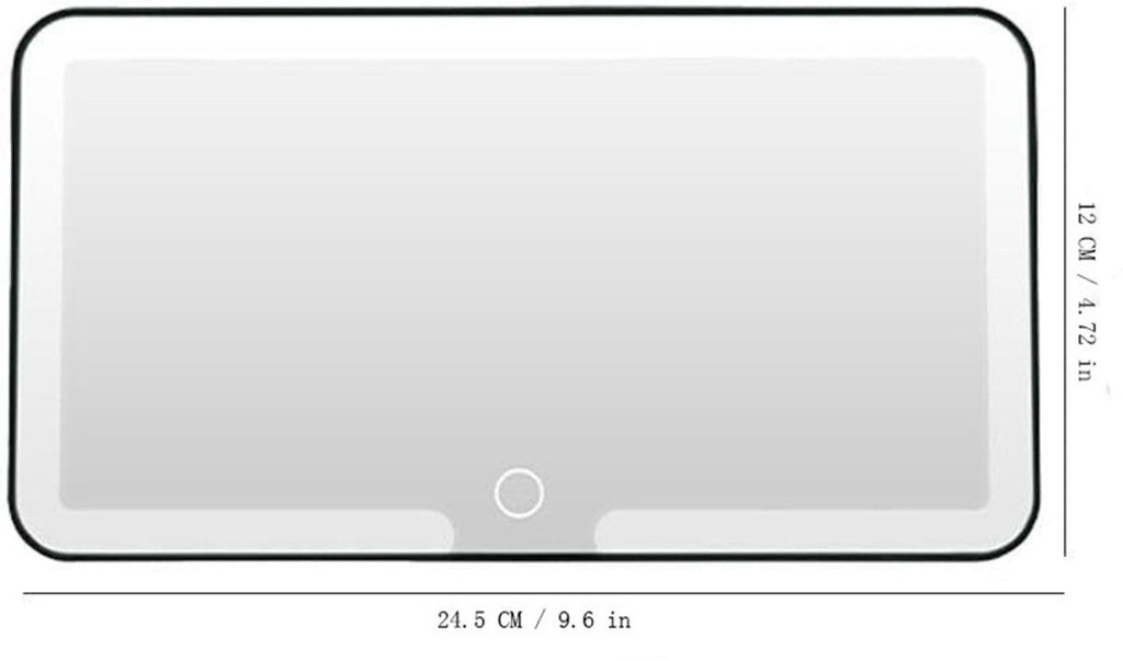 Car Sun Visor Makeup Mirror with LED Rechargeable and Dimmable Black, 3 Brightness Levels