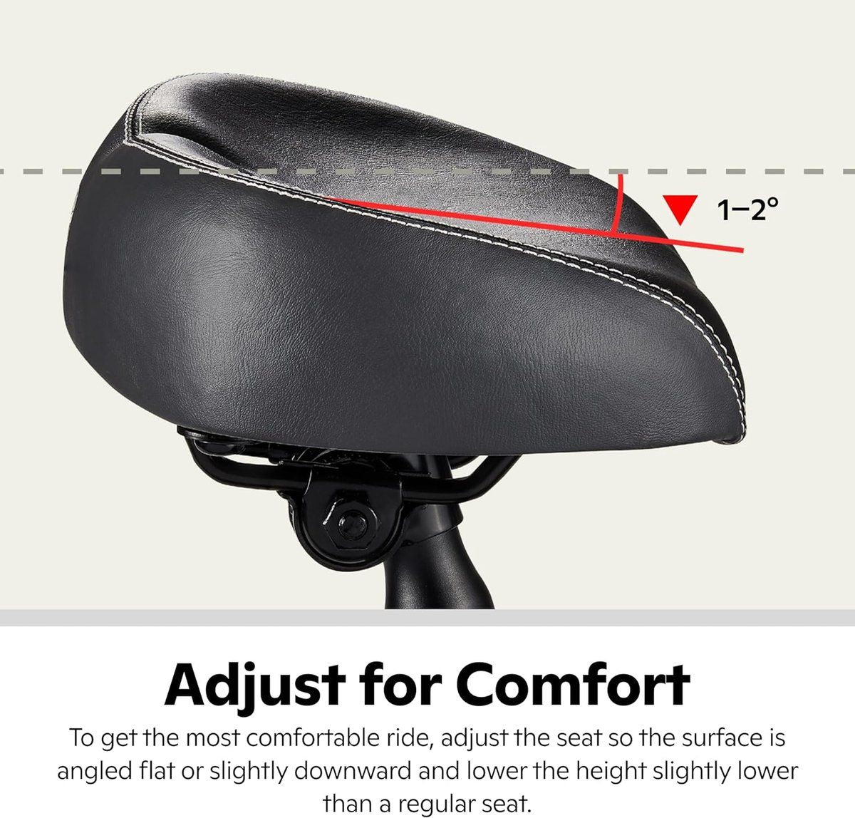 Black Bicycle Saddle Shock Absorbing Wide Seat Cushion Unisex, 26 x 17 x 9 cm