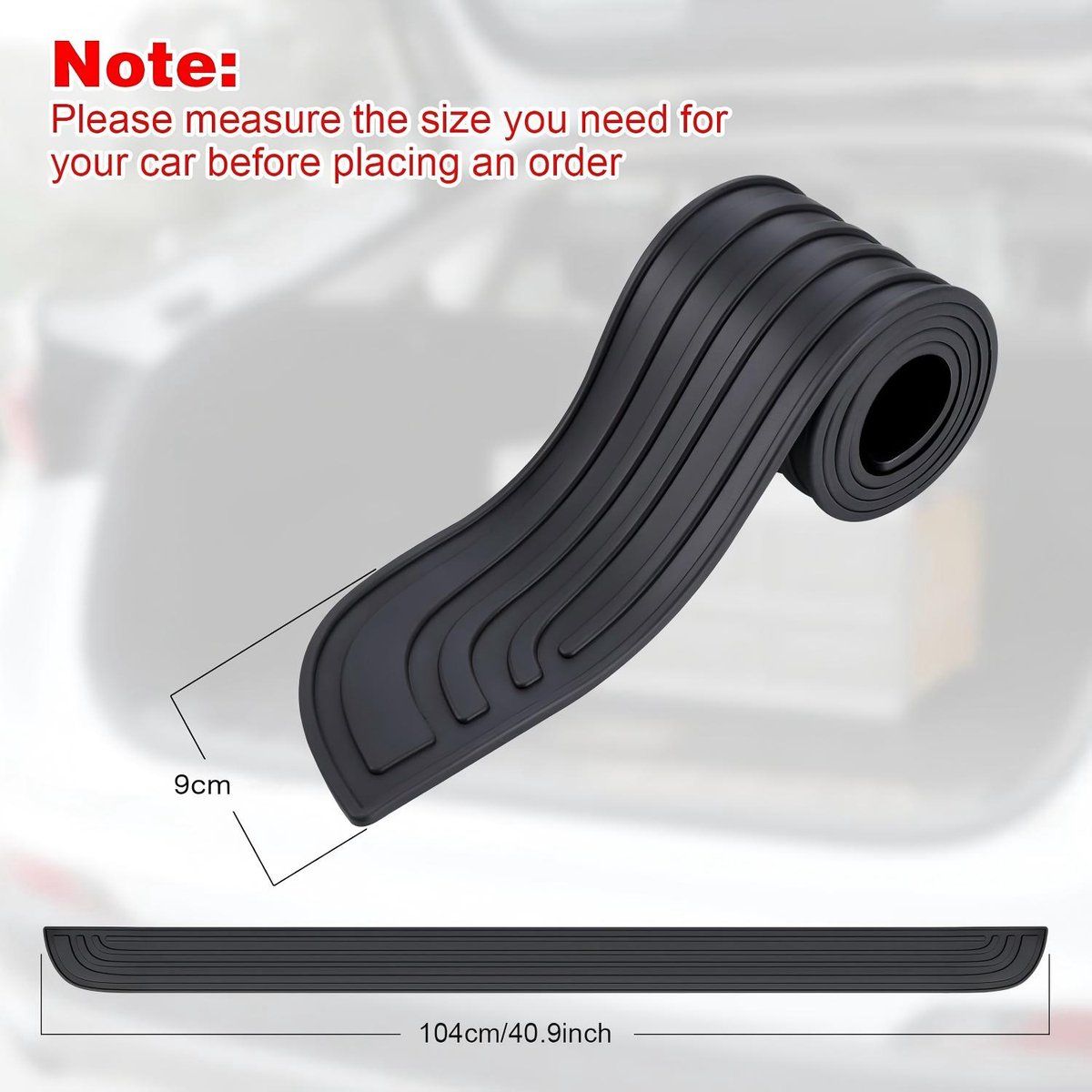 Black and Blue Universal Car Bumper Protection Strip Scratch Resistant Anti Slip, 104 x 9 cm