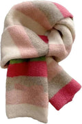 Womens Knitted Color Block Winter Scarf Off White Pink Green
