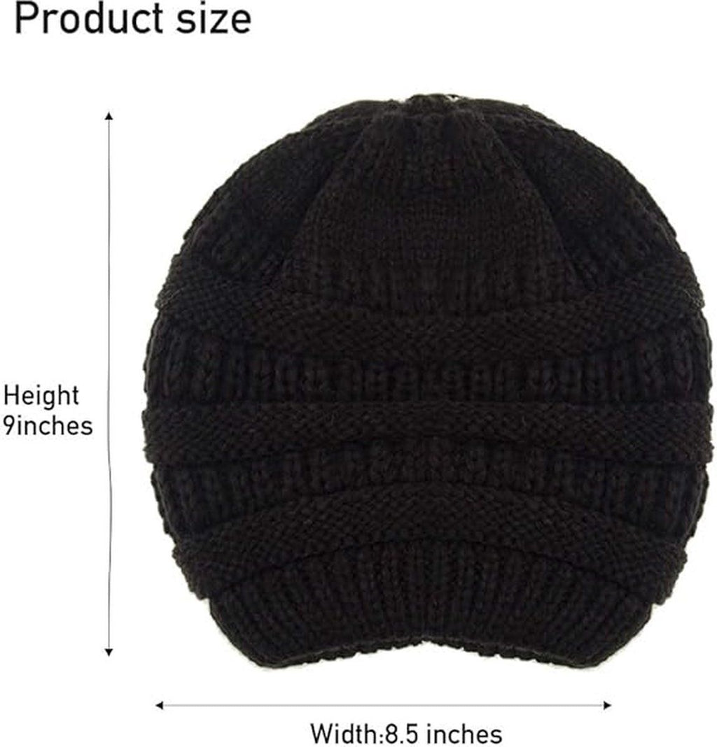 Womens Slouchy Ski Hat Warm with Satin Lining Navy Blue, 52-60 cm