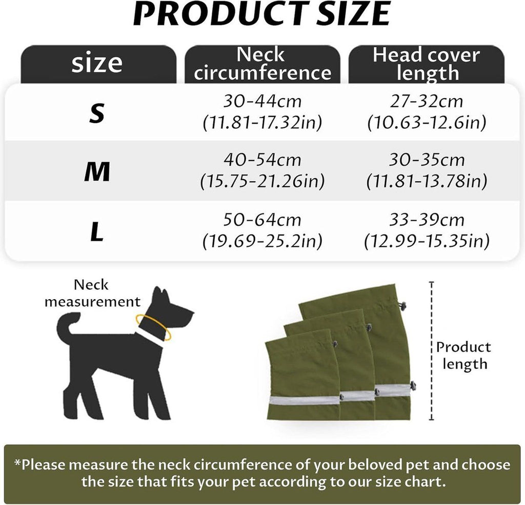 Dog Winter Earmuffs Calming Waterproof Snowproof Army Green, Size M, 40-54 cm