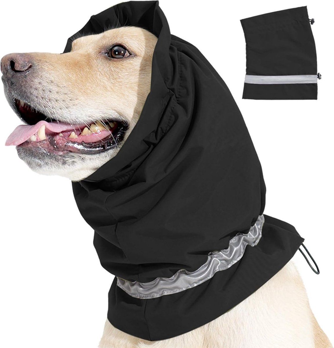 Dog Winter Earmuffs Calming Waterproof Snowproof Black, Size S, 40-54 cm