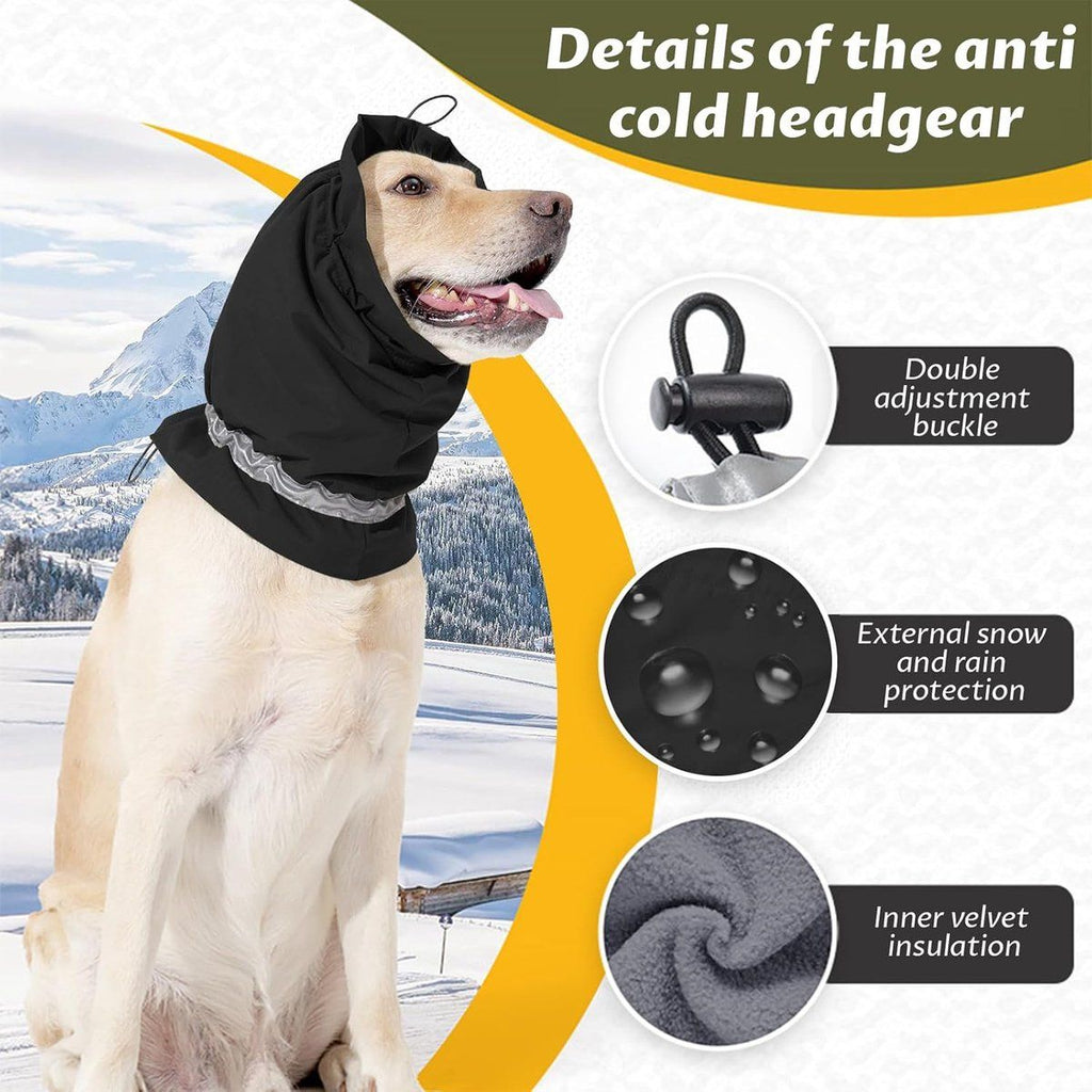 Dog Winter Earmuffs Calming Waterproof Snowproof Black, Size S, 40-54 cm