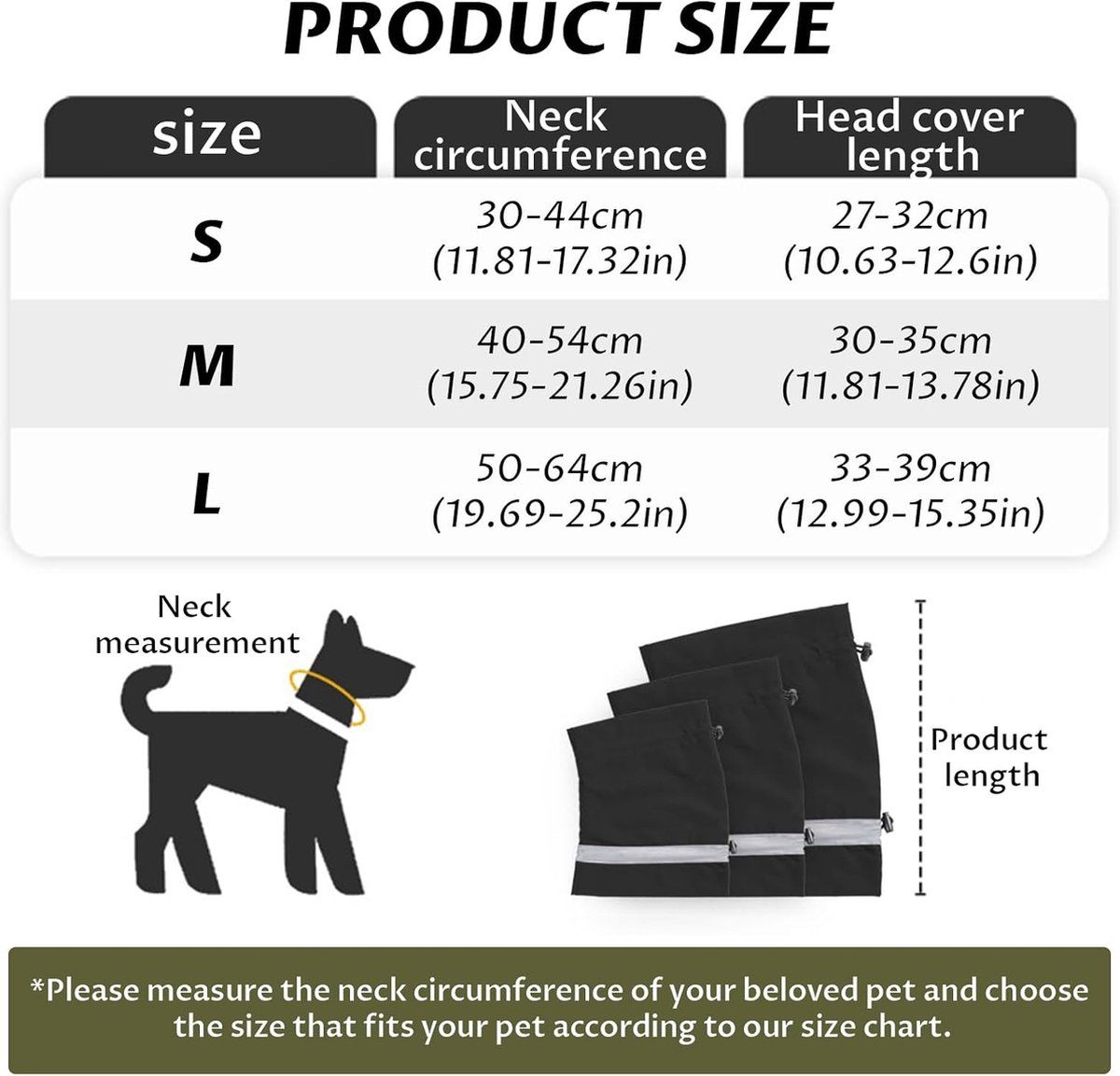 Dog Winter Earmuffs Calming Waterproof Snowproof Black, Size S, 40-54 cm