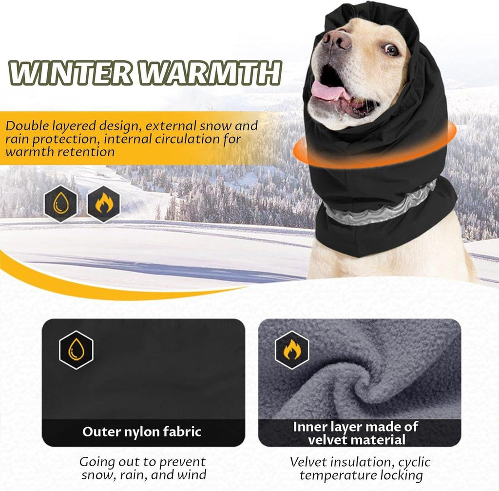 Dog Winter Earmuffs Calming Waterproof Snowproof Black, Size S, 40-54 cm