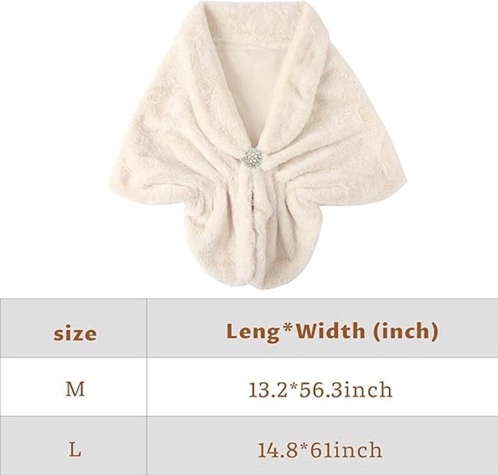 Womens Winter Scarf Poncho with Brooch, 143 x 33.5 cm