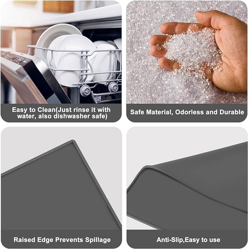 Silicone mat under coffee maker - 48x30cm - non-slip mat for coffee maker - barista accessories - grey