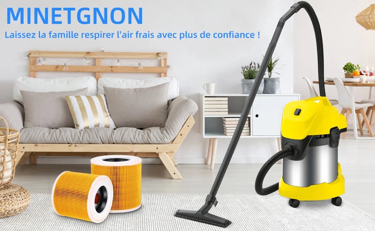 2 Filters Suitable For KäRcher WD3 WD2 WD1 And A Series - Cartridge Filter - Cartridge Filter - Suitable For KäRcher Accessories - For People With Allergies To Fine Dust / Odors - Replacement for original 6.414-552.0 - Reusable - High Quality