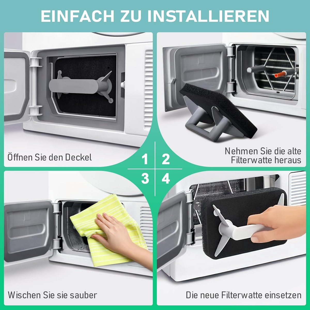 Pieces - Dryer filters suitable for Miele T1 - Dryer Base Filter - Dryer Heat Pump Dryer Filter - Base Filter - Heat Exchanger Sponge Filter - Lint Filter for Condenser Dryer - 210x155x30 mm - Black - Suitable for Miele Dryer