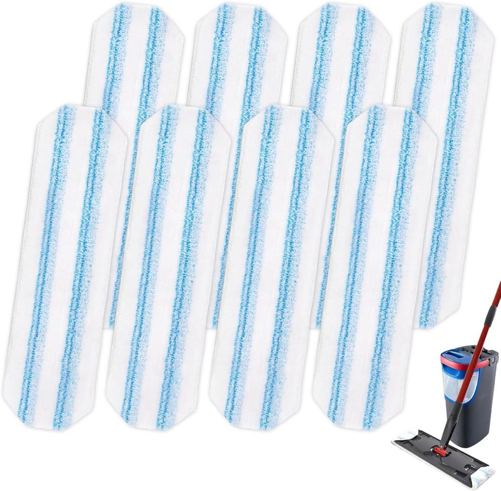 8-piece replacement mop pad set suitable for O Cedar H2prO mop system, suitable for Vileda H2PrO Flat Mop Refill Kit - mop head replacement - replacement mop pads - machine washable, reusable, easy to install, for all hard floors