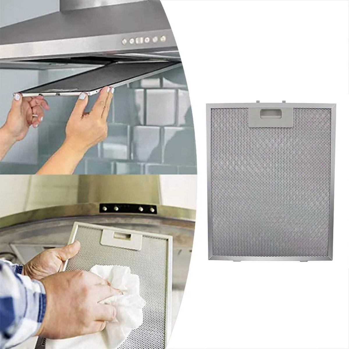 2 pieces - Grease filter - 260*320*9 mm - Range hood filters - 5-layer - Replacement filter for range hood - Aluminium Grease filter - Grease filter for range hood - Filters for range hoods - Metal mesh - Filters - for cooktops, range hoods and ovens - wh