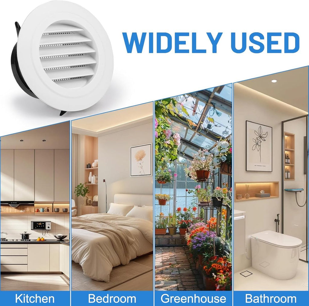 Ventilation grille - Round ventilation grille - Air grille - Louvered grille - plastic ventilation grille - 100 mm - ABS ventilation grille opening - for extractor fan - white