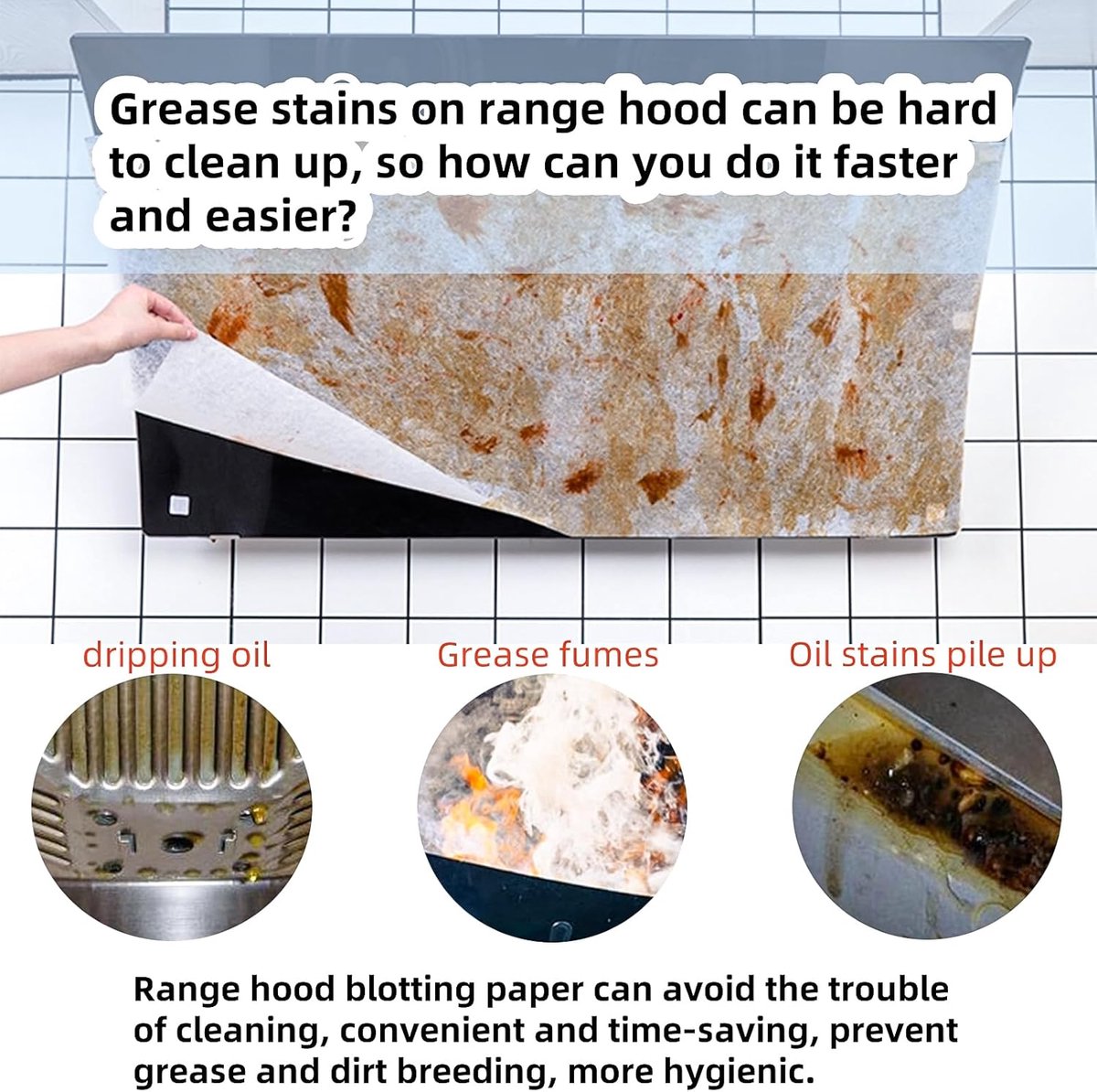 12 pieces - Range Hood Oil Filter Paper - oil-absorbing paper for range hoods - filter paper for range hoods - non-woven extractor fan filters - kitchen grease and odor filters - grease filters - high-temperature oil filter - 43*45 cm - white