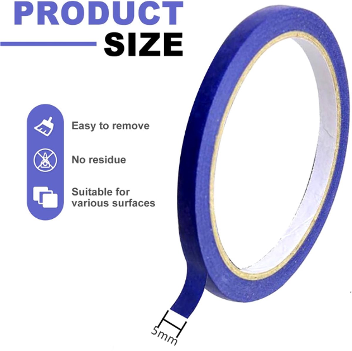 Masking Tape - 6 Pieces - 5mm Wide - 20m - Blue - Professional Masking Tape for Straight Paint Edges - Tape for Precision Painting & DIY Projects - Self-Adhesive - Easy to Remove - for Painting, Airbrushing, Art