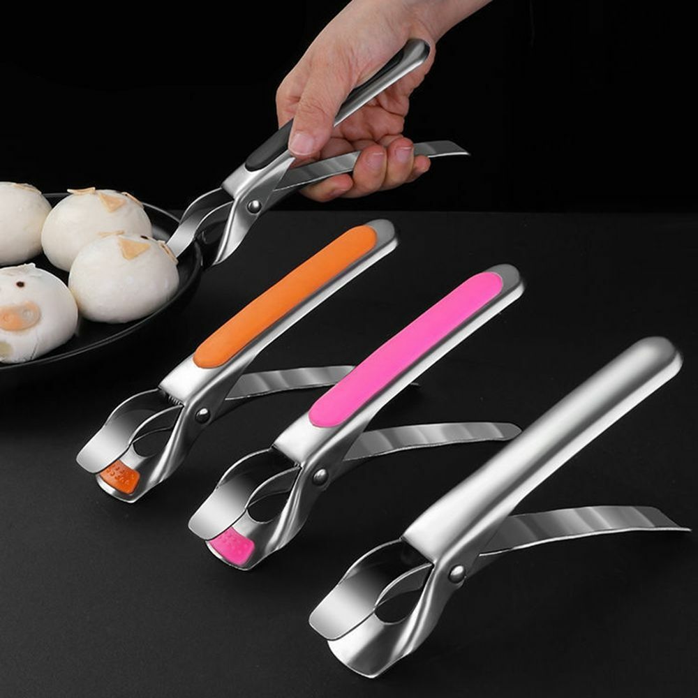 2pcs Air Fryer Camping Tools Anti-scald Tongs Pan Gripper Pot Clip Bowl Clip Black