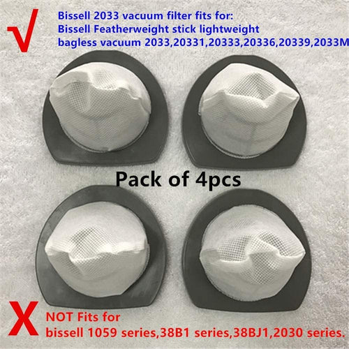 2033 Replacement filter fits for Bissell 2033 vacuum Filter Assembly for Bissell Featherweight Stick Lightweight Bagless Vac 2033,20331,20333,20336,20339,2033M Series #1611508-4 pack