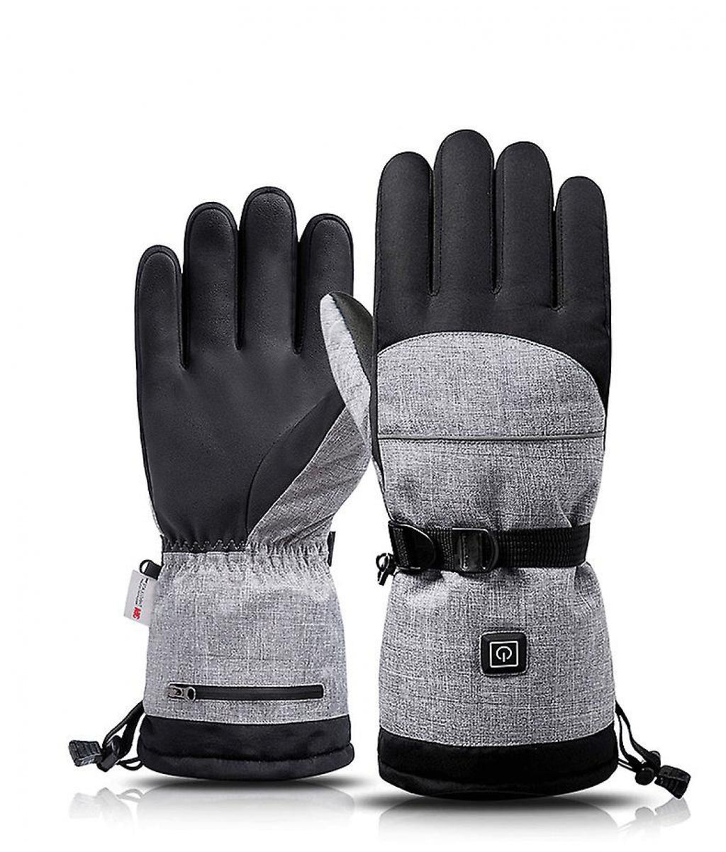 Electric Heated Gloves for Men and Women with 3 Heat Levels, Carbon Fiber Heating Panels and 3M Thinsulate Cotton, Waterproof PU Palm for Winter Sports