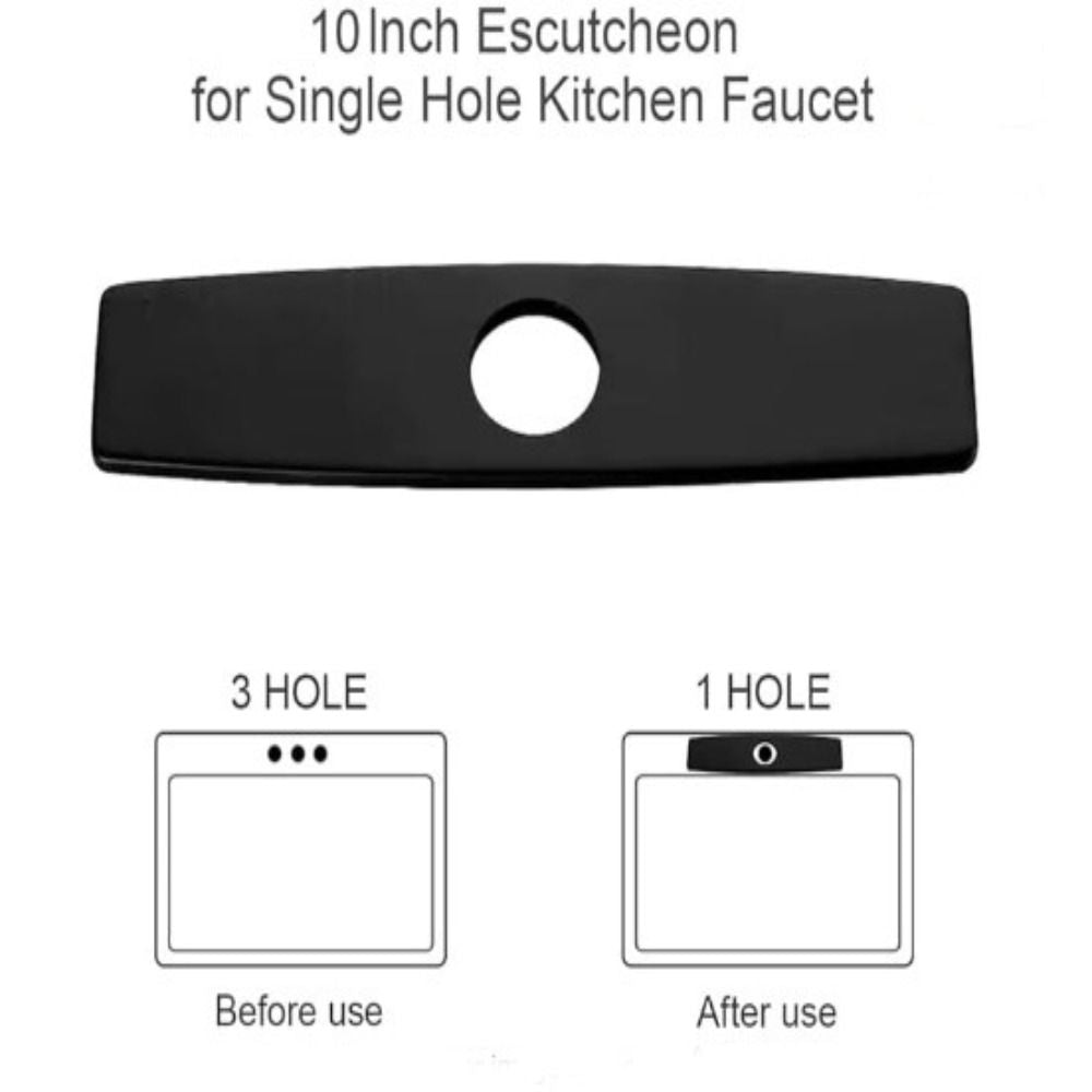 Sink cover plate, Stainless steel material, 10 Inch Sink Deck Plate, stainless steel construction, Matte Black Finish