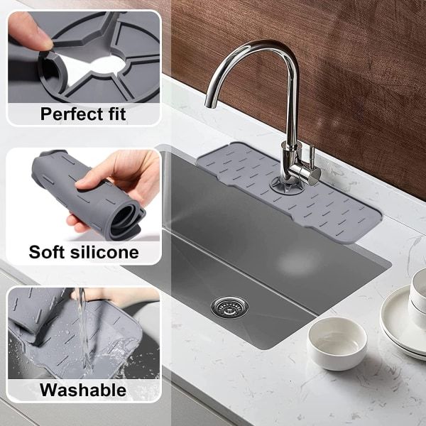 Sink protector, silicone sink mat, faucet splash guard, silicone splash guard under the faucet, kitchen and bath protection