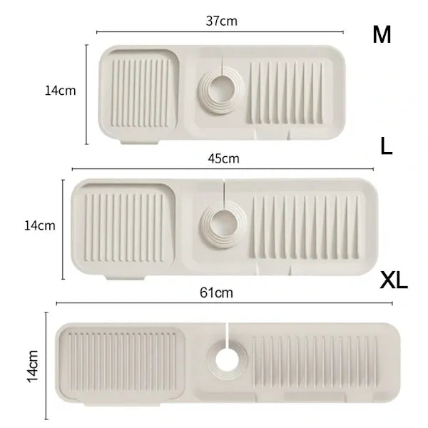 Faucet Splash Pad and Handle Drip Catcher, Silicone Sink Mat for Kitchen Countertop Protection and Drainage Use, Beige Finish