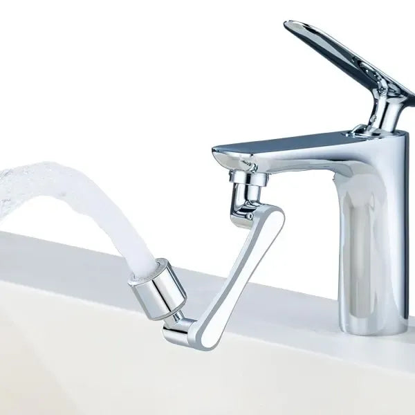 1080 Degree Rotation Rotatable faucet extender + 2 water outlet modes, 1080 degree rotation, splash reduction, Silver Finish