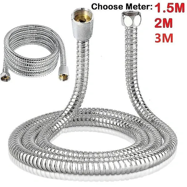 Thick Stainless Steel Shower Hose, 3 m Length, G1/2 Thread, Hand Shower Connection, leak-resistant use, Chrome Finish