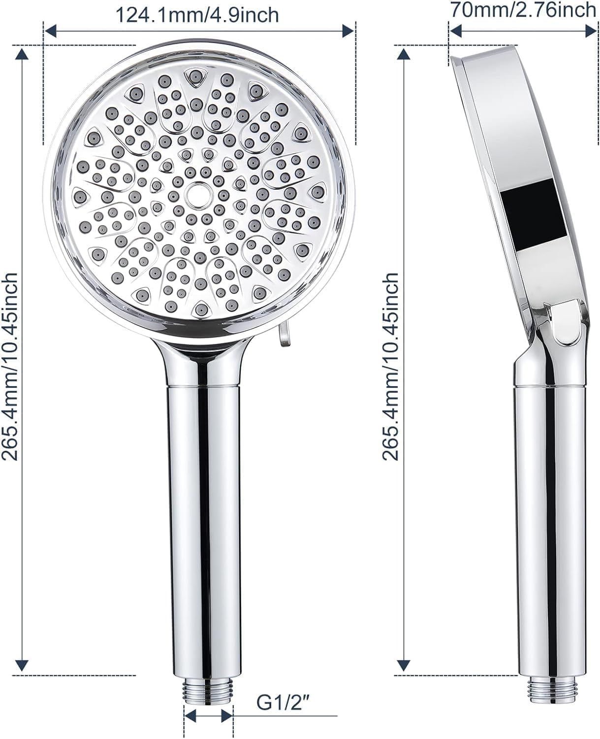Cobbe Shower Head With Filter- High Pressure Bathroom Nozzle With 6 Spray Modes, Large Strong Flow Rain for Hard Water Filter, Chrome Finish