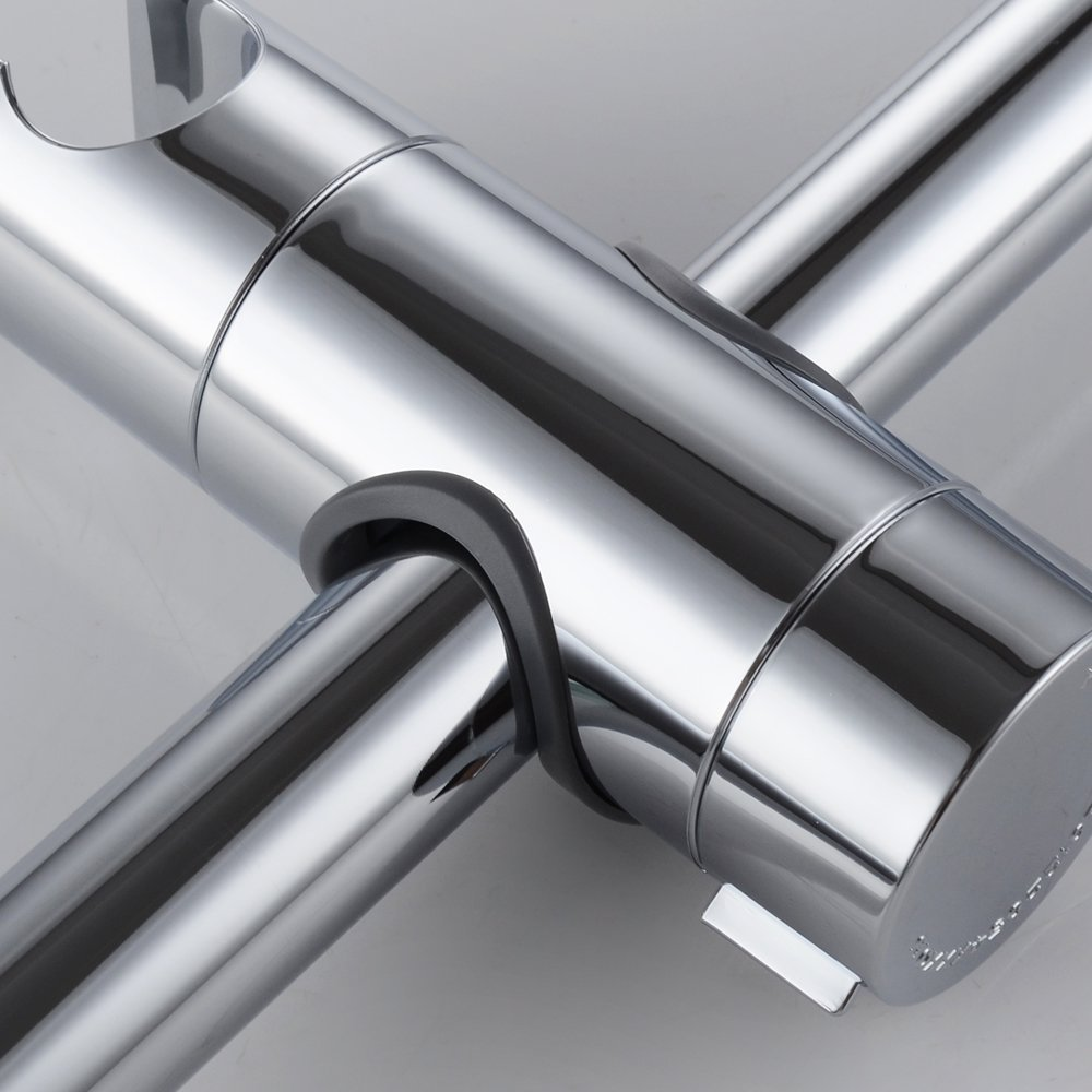 Hand shower holder for shower rod adjustable 18-25 mm Shower Rod Fit ABS, 11.73 x 4 cm Overall Size, Silver Finish