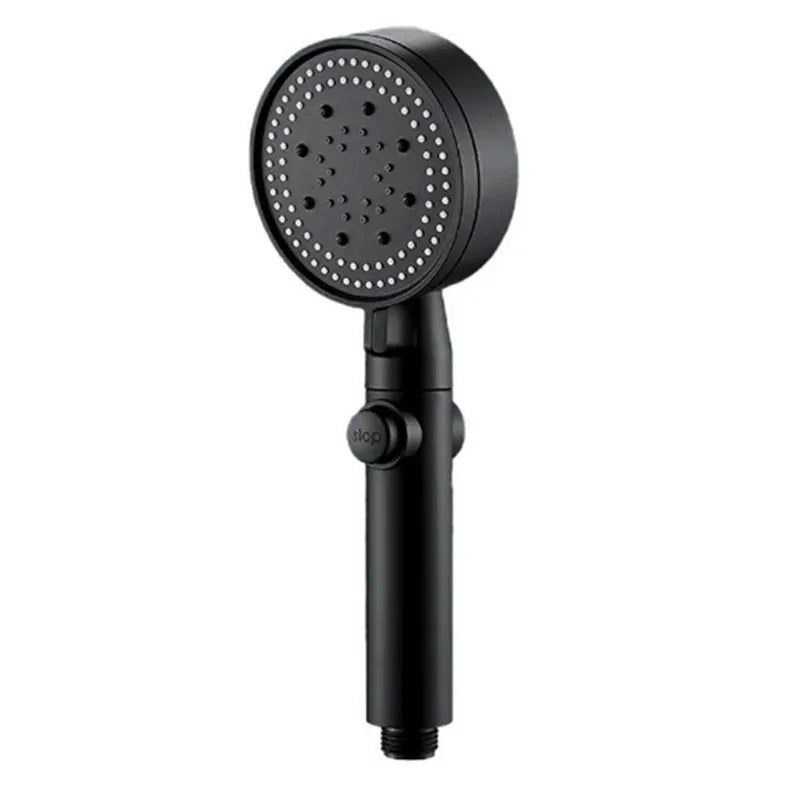 5 Spray Modes Adjustable High Pressure Shower One-Button Stop Water Massage Shower Head Water Saving Shower Bathroom Accessories, Black Finish