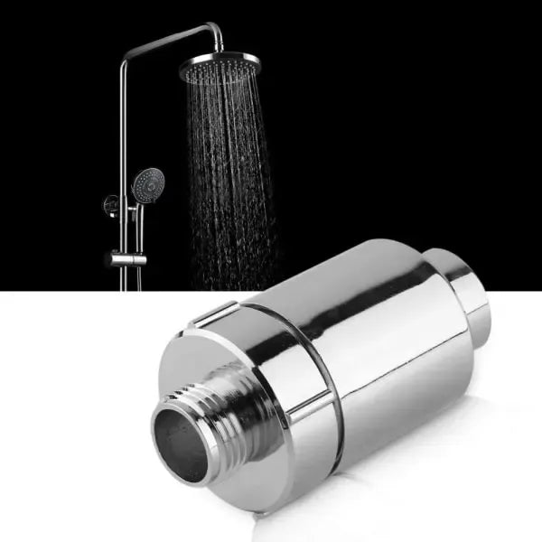 Shower Head Filter Shower Filter Plastic Shower Head Filter Bathroom Home Water Purifier Water Softener Chlorine Heavy Metal Remover, Silver Finish