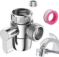 Faucet Adapter with Distributor- 3-Way Switch with M22/M24 Thread/G1/2" Threads for Kitchen Faucet & Hand Shower, solid brass material, Chrome Finish