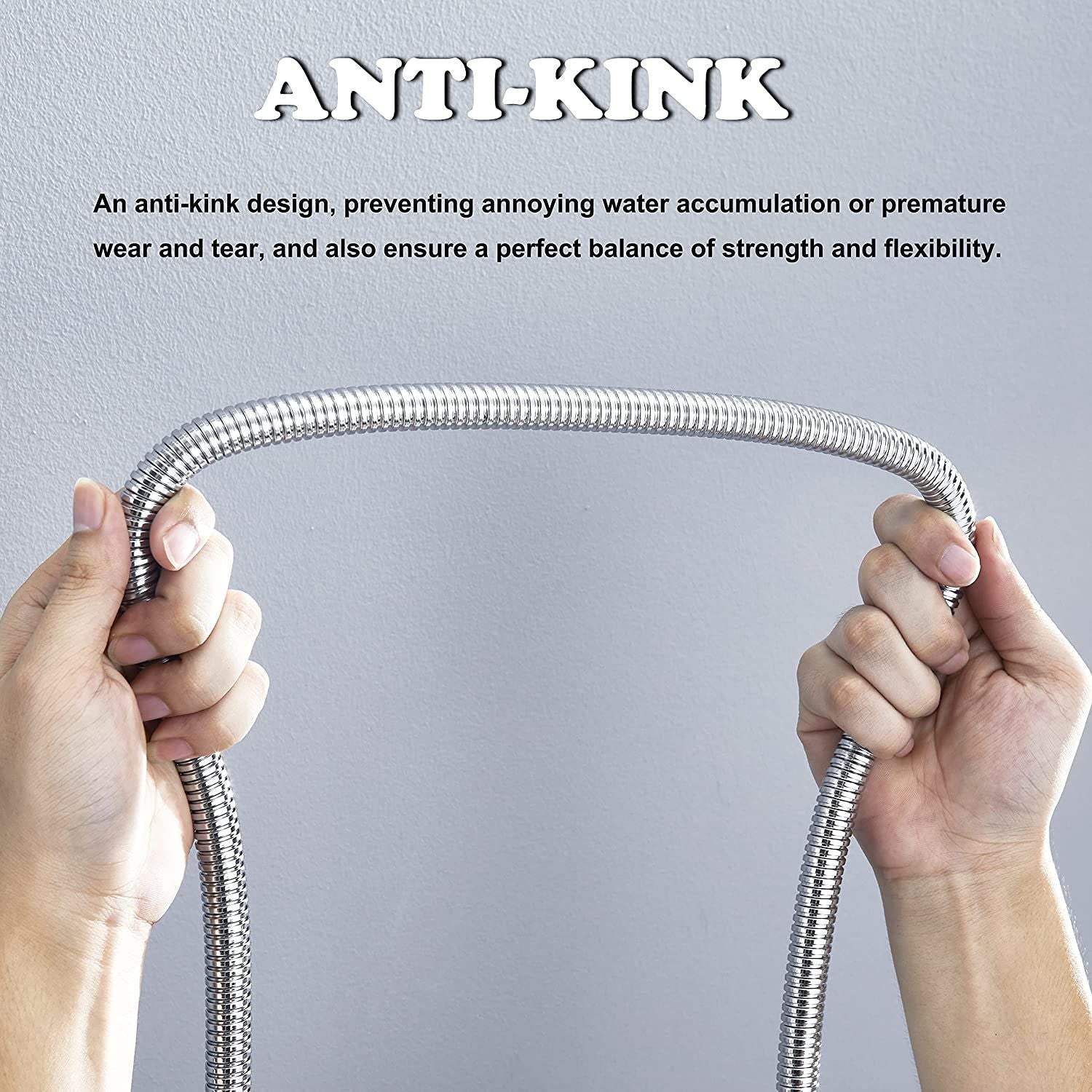 Stainless Steel Shower Hose, 2.5 m Length, EPDM Inner Hose, Flexible Bathroom Connection, pressure-boosted flow, Silver Finish